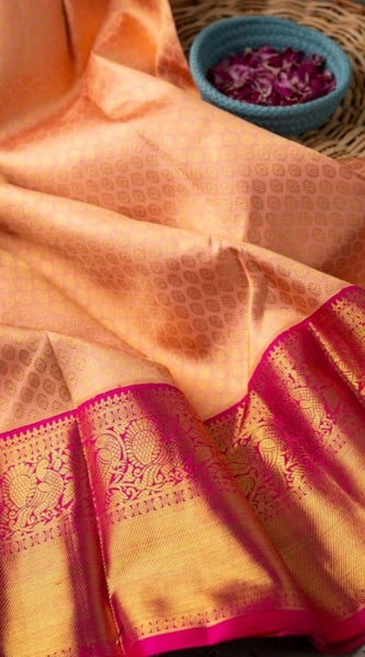 Mayawye Women's Soft Litchi Silk Jacquard Work Saree With Unstitched Blouse 5.5Mtr (Pink)