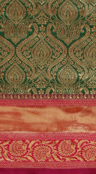 Mayawye Women's  Soft Litchi Silk Jacquard Work Saree With Unstitched Blouse 5.5Mtr (Green)