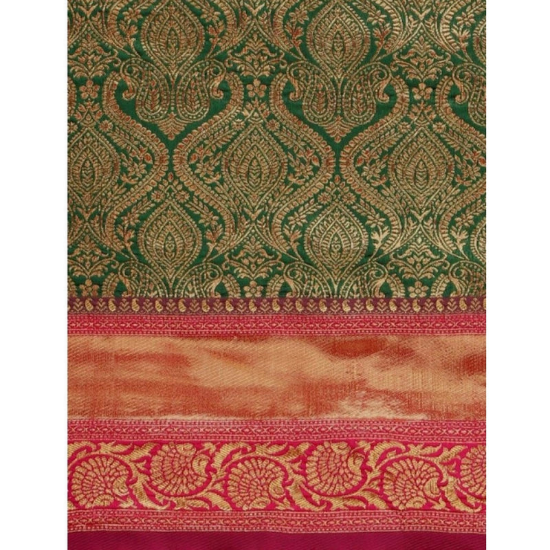 Mayawye Women's  Soft Litchi Silk Jacquard Work Saree With Unstitched Blouse 5.5Mtr (Green)