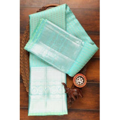 Mayawye Women's Soft Litchi Silk Jacquard Work Saree With Unstitched Blouse 5.5Mtr (Blue)