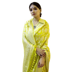 Mayawye Women's Soft Litchi Silk Jacquard Work Saree With Unstitched Blouse 5.5Mtr (Light Green)