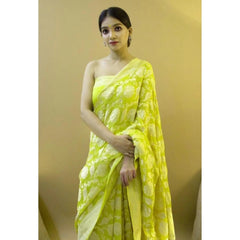 Mayawye Women's Soft Litchi Silk Jacquard Work Saree With Unstitched Blouse 5.5Mtr (Light Green)