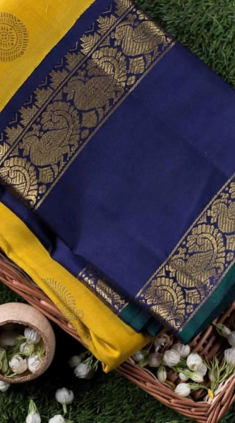 Mayawye Women's Soft Litchi Silk Jacquard Work Saree With Unstitched Blouse 5.5Mtr (Yellow)