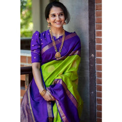 Mayawye Women's Soft Litchi Silk Jacquard Work Saree With Unstitched Blouse 5.5Mtr (Green)
