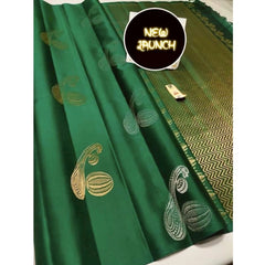 Mayawye Women's Soft Litchi Silk Jacquard Work Saree With Unstitched Blouse 5.5Mtr (Green)