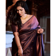 Mayawye Women's Soft Litchi Silk Jacquard Work Saree With Unstitched Blouse 5.5Mtr (Purple)