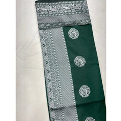 Mayawye Women's Soft Litchi Silk Jacquard Work Saree With Unstitched Blouse 5.5Mtr (Green)