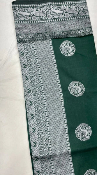 Mayawye Women's Soft Litchi Silk Jacquard Work Saree With Unstitched Blouse 5.5Mtr (Green)