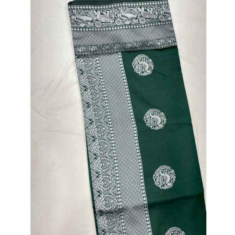 Mayawye Women's Soft Litchi Silk Jacquard Work Saree With Unstitched Blouse 5.5Mtr (Green)