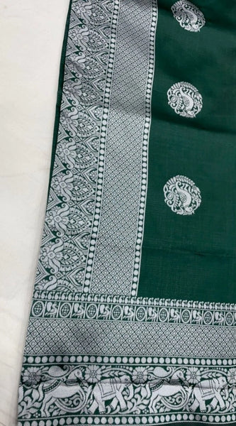 Mayawye Women's Soft Litchi Silk Jacquard Work Saree With Unstitched Blouse 5.5Mtr (Green)