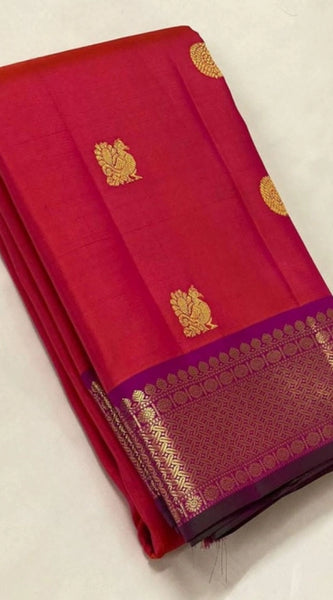 Mayawye Women's Soft Litchi Silk Jacquard Work Saree With Unstitched Blouse 5.5Mtr (Red)