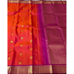 Mayawye Women's Soft Litchi Silk Jacquard Work Saree With Unstitched Blouse 5.5Mtr (Red)