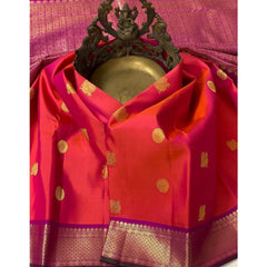 Mayawye Women's Soft Litchi Silk Jacquard Work Saree With Unstitched Blouse 5.5Mtr (Red)