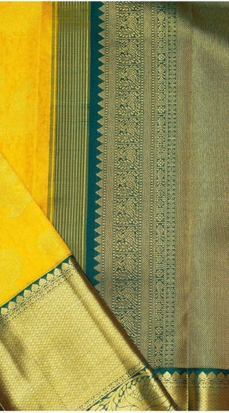 Mayawye Women's Soft Litchi Silk Jacquard Work Saree With Unstitched Blouse 5.5Mtr (Yellow)