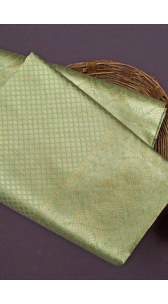 Mayawye Women's Soft Litchi Silk Jacquard Work Saree With Unstitched Blouse 5.5Mtr (Pista Green)