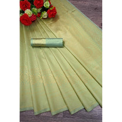 Mayawye Women's Soft Litchi Silk Jacquard Work Saree With Unstitched Blouse 5.5Mtr (Pista Green)