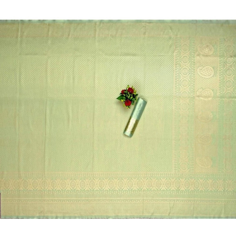 Mayawye Women's Soft Litchi Silk Jacquard Work Saree With Unstitched Blouse 5.5Mtr (Pista Green)