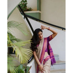 Mayawye Women's Soft Litchi Silk Jacquard Work Saree With Unstitched Blouse 5.5Mtr (Gray)