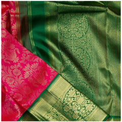 Mayawye Women's Soft Litchi Silk Jacquard Work Saree With Unstitched Blouse 5.5Mtr (Red)