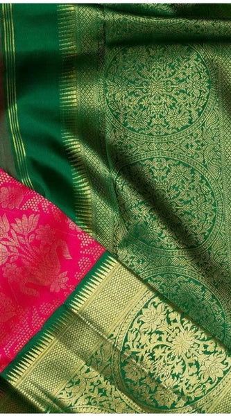 Mayawye Women's Soft Litchi Silk Jacquard Work Saree With Unstitched Blouse 5.5Mtr (Red)