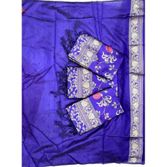 Mayawye Women's Soft Litchi Silk Jacquard Work Saree With Unstitched Blouse 5.5Mtr (Purple)