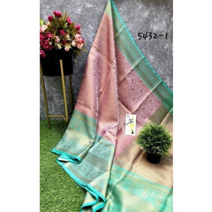 Mayawye Women's Soft Litchi Silk Jacquard Work Saree With Unstitched Blouse 5.5Mtr (Light Pink)