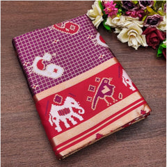 Mayawye Women's Soft Litchi Silk Jacquard Work Saree With Unstitched Blouse 5.5Mtr (Purple)