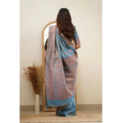 Mayawye Women's Soft Litchi Silk Jacquard Work Saree With Unstitched Blouse 5.5Mtr (Gray)