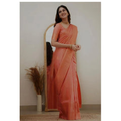 Mayawye Women's Soft Litchi Silk Jacquard Work Saree With Unstitched Blouse 5.5Mtr (Dark Pink)