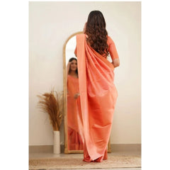 Mayawye Women's Soft Litchi Silk Jacquard Work Saree With Unstitched Blouse 5.5Mtr (Dark Pink)