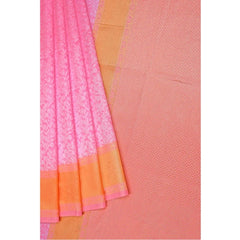 Mayawye Women's Soft Litchi Silk Jacquard Work Saree With Unstitched Blouse 5.5Mtr (Pink)