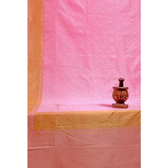 Mayawye Women's Soft Litchi Silk Jacquard Work Saree With Unstitched Blouse 5.5Mtr (Pink)