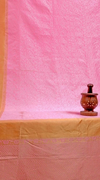 Mayawye Women's Soft Litchi Silk Jacquard Work Saree With Unstitched Blouse 5.5Mtr (Pink)