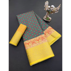 Mayawye Women's Soft Dola Cotton Printed Saree With Unstitched Blouse 5.5Mtr (Multicolor)