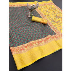 Mayawye Women's Soft Dola Cotton Printed Saree With Unstitched Blouse 5.5Mtr (Multicolor)