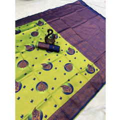 Mayawye Women's Banarasi Silk Jacquard Work Saree With Unstitched Blouse 5.5Mtr (Lavender)
