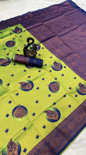 Mayawye Women's Banarasi Silk Jacquard Work Saree With Unstitched Blouse 5.5Mtr (Lavender)