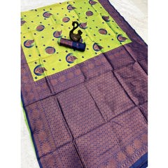 Mayawye Women's Banarasi Silk Jacquard Work Saree With Unstitched Blouse 5.5Mtr (Lavender)
