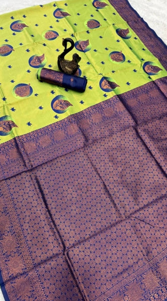 Mayawye Women's Banarasi Silk Jacquard Work Saree With Unstitched Blouse 5.5Mtr (Lavender)