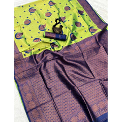 Mayawye Women's Banarasi Silk Jacquard Work Saree With Unstitched Blouse 5.5Mtr (Lavender)