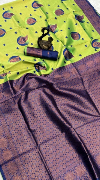 Mayawye Women's Banarasi Silk Jacquard Work Saree With Unstitched Blouse 5.5Mtr (Lavender)