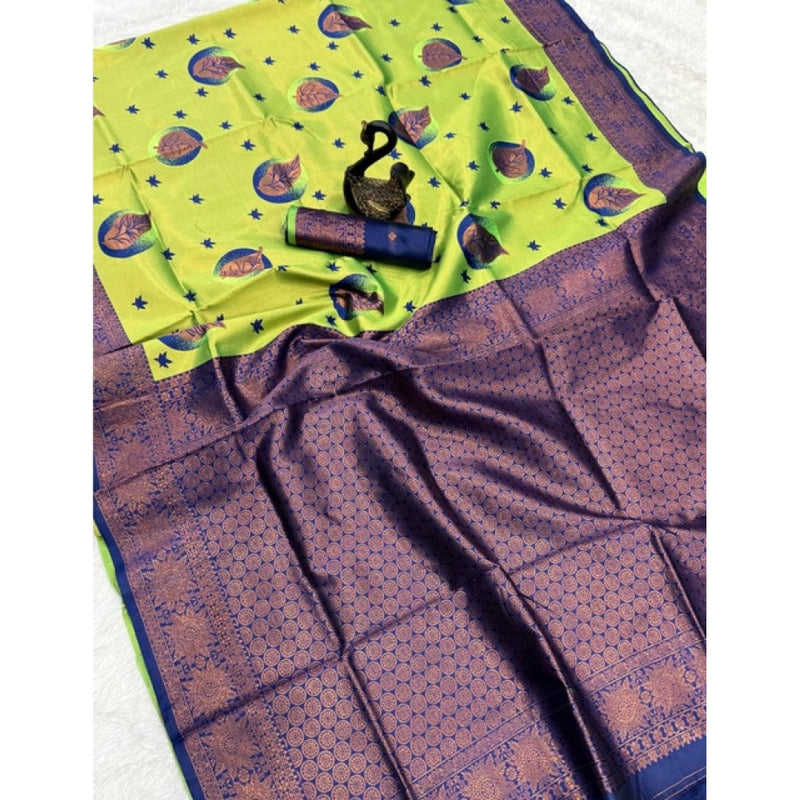 Mayawye Women's Banarasi Silk Jacquard Work Saree With Unstitched Blouse 5.5Mtr (Lavender)
