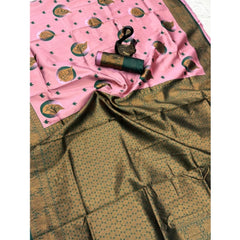 Mayawye Women's Banarasi Silk Jacquard Work Saree With Unstitched Blouse 5.5Mtr (Light Pink)