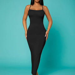 SXY Solid Criss-Cross Backless Bodycon Dress Concert Long Summer Dress Prom Dress Sexy Dress Valentine Day Dress