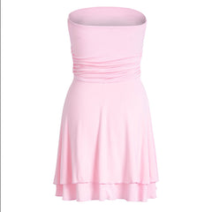 Y2K Tube-Top Short Dress Summer Sexy Pleated Tight Dresses for Womens Clothing