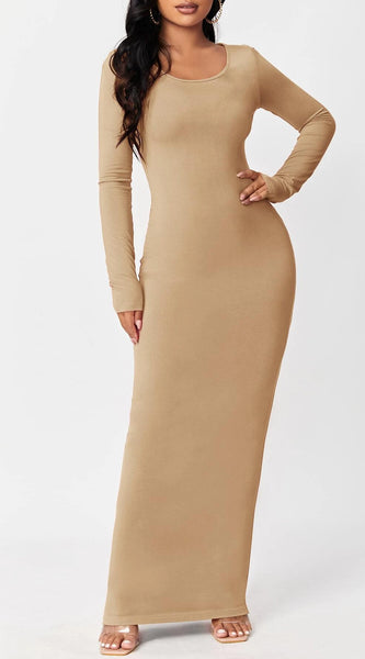 SXY Solid Maxi Bodycon Dress