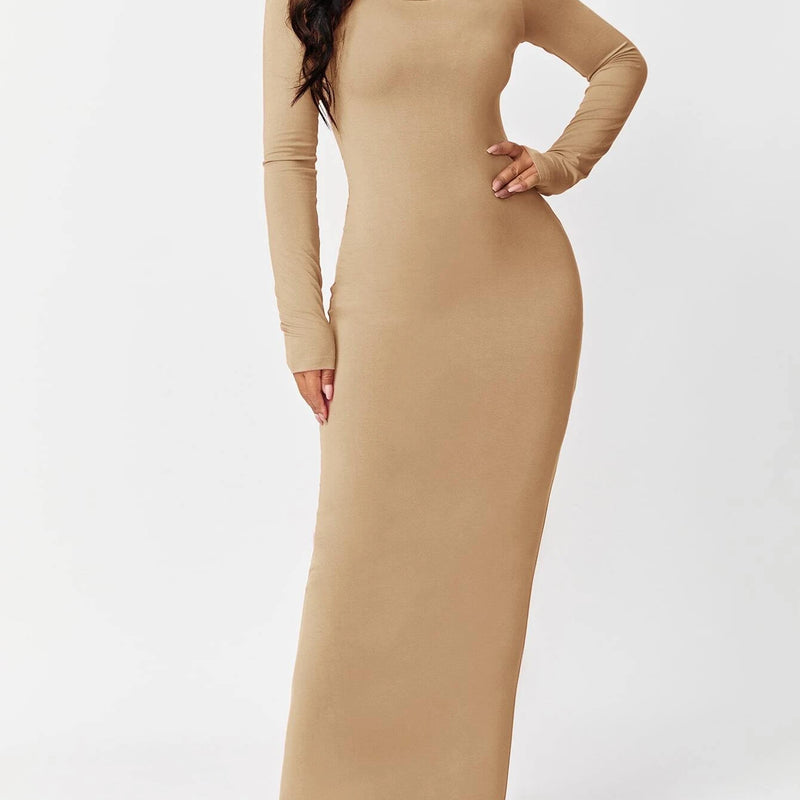 SXY Solid Maxi Bodycon Dress
