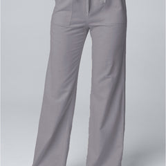 Women'S Fashion Solid Color Loose Lace-Up Cotton and Linen Straight-Leg Pants