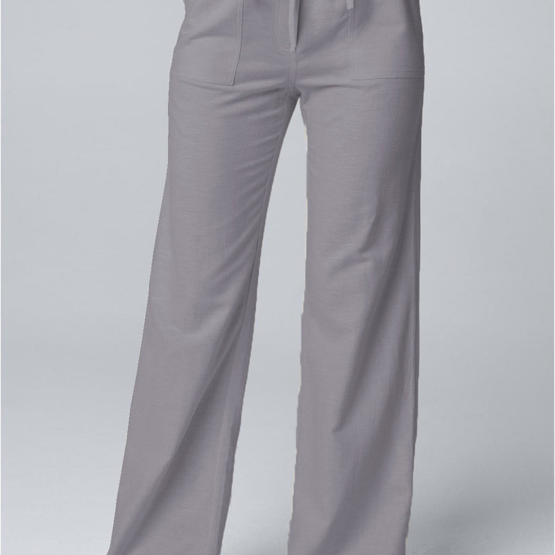 Women'S Fashion Solid Color Loose Lace-Up Cotton and Linen Straight-Leg Pants