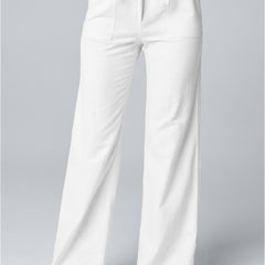 Women'S Fashion Solid Color Loose Lace-Up Cotton and Linen Straight-Leg Pants